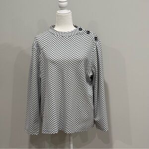 Ann Taylor Side Button Detail Herringbone Shirt